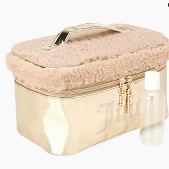 Juicy Couture Gold Sherpa Rhinestone Logo Train Case